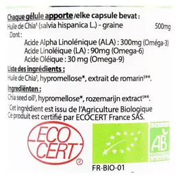 Vit'all+ Huile de Chia 500mg Bio 60 gélules végétales