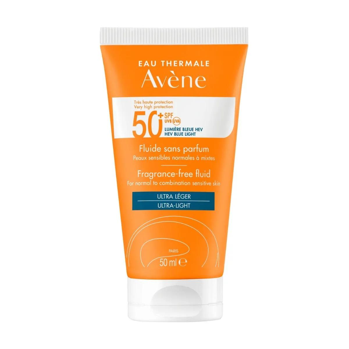 Avène Solare Fluido Viso Senza Profumo SPF 50+ Protezione Molto Alta 50 ml