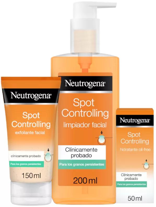 Neutrogena Rutina Facial Spot Controlling Exfoliante 150 ml + Limpiador 200 ml + Hidratante 50 ml Pieles Grasas