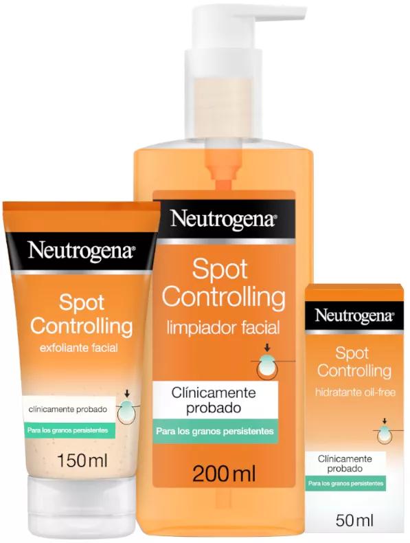 Imagen de Neutrogena Rutina Facial Spot Controlling Exfoliante 150 ml + Limpiador 200 ml + Hidratante 50 ml Pieles Grasas