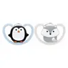 Nuk Sucette Physiologique Silicone Space +0m Pingouin Renard Lot de 2