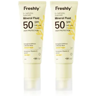 Freshly Cosmetics D+ Natural Suncare Mineral Fluid SPF50 2x50 ml