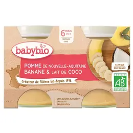 Babybio Fruits Pot Pomme Banane Lait de Coco +6m Bio 2 x 130g