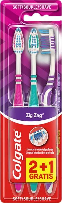 Colgate Escova de Dentes Zig Zag Suave, 3 Unidades, 2 + 1 Grátis