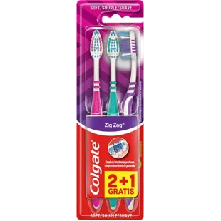 Escova de dentes macia Colgate Zig-Zag 2+1 GRÁTIS