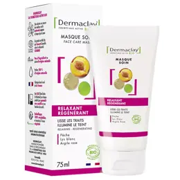 Dermaclay Masque Visage Soin Relaxant Régénérant Bio 75ml