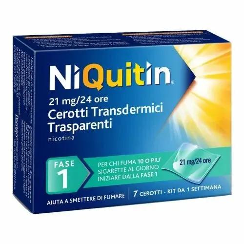 NiQuitin Fase 1 Nicotina 21 mg/24 h 7 Cerotti Transdermici per Smettere di Fumare