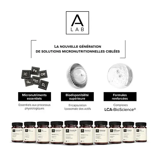 A-Lab Magnésium Liposomal 300 mg - Stress, Fatigue, Troubles du Sommeil - 63 gélules