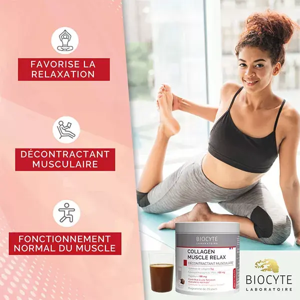 Biocyte Collagen Muscle Relax Hydrolysat de collagène Goût Cacao 220g