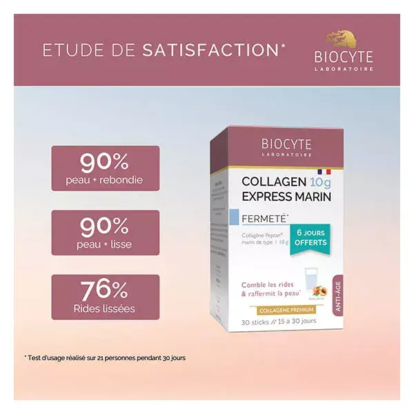 Biocyte Collagen 10gr Express Marin Collagène Peptan® marin de type 1- 30 sticks