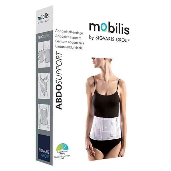 Sigvaris Mobilis AbdoSupport Ceinture Abdominale Hauteur 25cm Taille M Blanc Pas cher