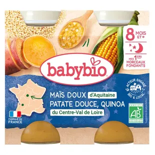 Babybio Bonne Nuit Maïs Doux Patata Dolce Quinoa Bio 2 x 200g