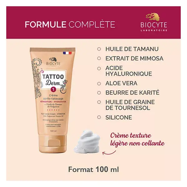 Biocyte Tattoo Derm 1 Crème Après Tatouage Hydratation et Réparation 100ml