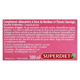 Superdiet Bardane Pensée Sauvage Bio 20 ampoules