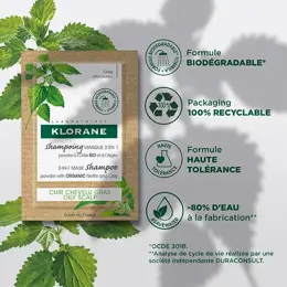 Klorane Ortie Shampoing Poudre Masque 2 en 1 à l'Argile 8 sachets