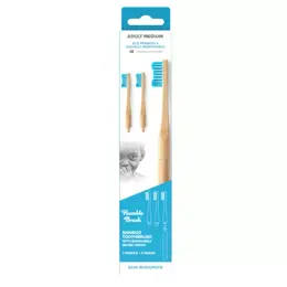 Humble Brush Brosse à Dents Souple en Bambou 1 Manche + 3 Têtes Bleu