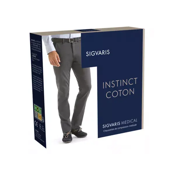 Sigvaris Instinct Coton Homme Chaussettes Classe 3 Long Taille M Sable