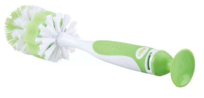 Nuby Escova Limpa Biberons e Tetina com Esponja e Ventosa Verde