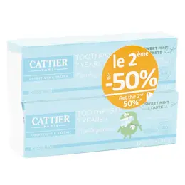 Cattier Kids Bio Dentifrice +7 ans Menthe Douce Lot de 2 x 50ml