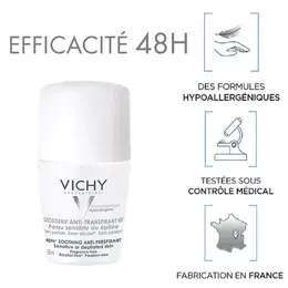 Vichy Déodorant Anti-Transpirant Peaux Sensibles 48h Roll-On Lot de 2 x 50ml