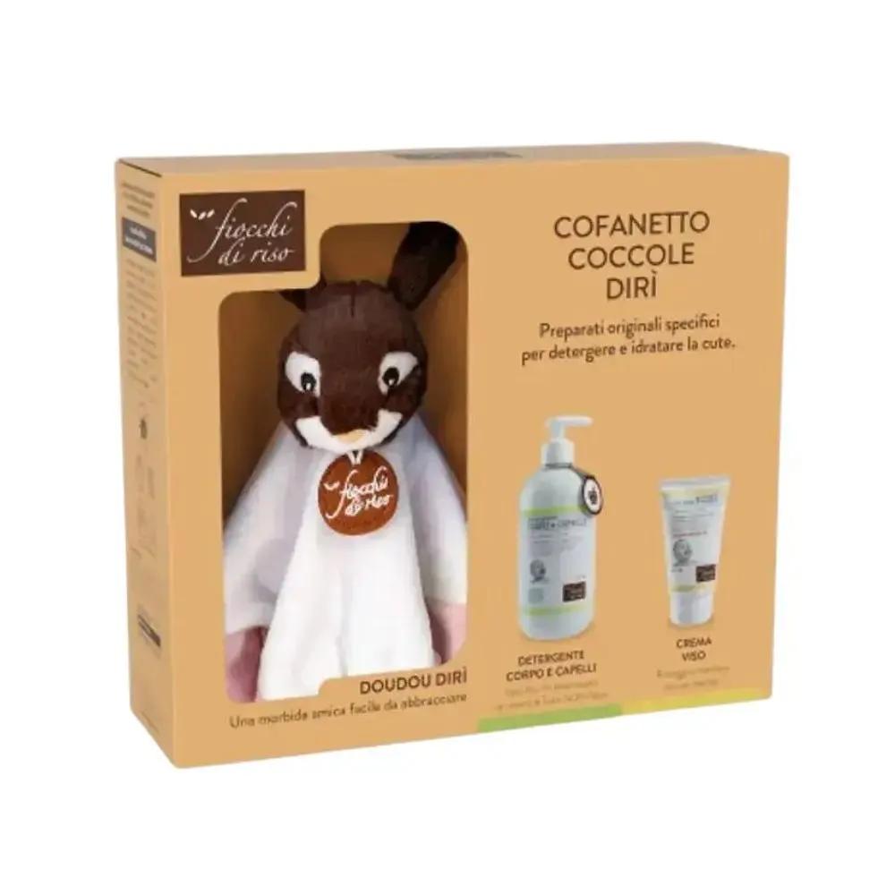 Fiocchi di riso Cofanetto Coccole Dirì con detergente corpo/capelli 400ml + crema viso 30ml + dou dou Rosa in Regalo