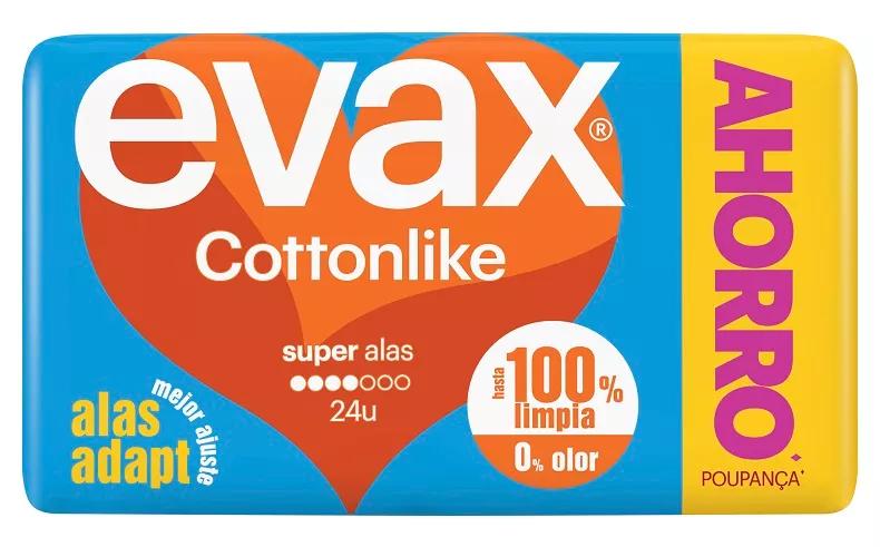 Evax Cottonlike Super Kompressen met Vleugels 24 stuks