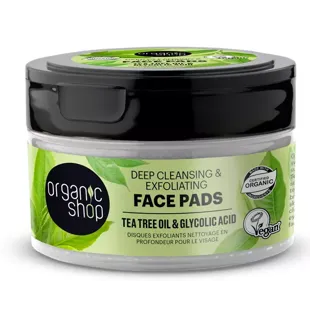 Organic Shop Tea Tree and Glycolic Acid Exfoliating Discs 20 units