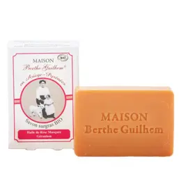 Maison Berthe Guilhem Savon Huile Végétale Rose Musquée,Géranium Bio 100g