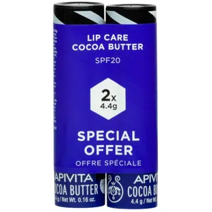 Bálsamo Labial Apivita com Manteiga de Cacau e Mel FPS 20 2x4,4 gr