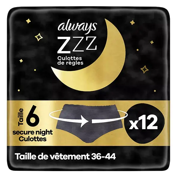Always Culotte de Règles Jetables de Nuit Zzz 3 unités