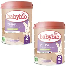 Babybio Optima 2 - Formule Enrichie en Fibres & Bifidus - Lot de 4 x 800g