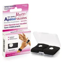 Sea-Band Maman Grossesse Bracelet Anti-Nausées Noir 2 unités