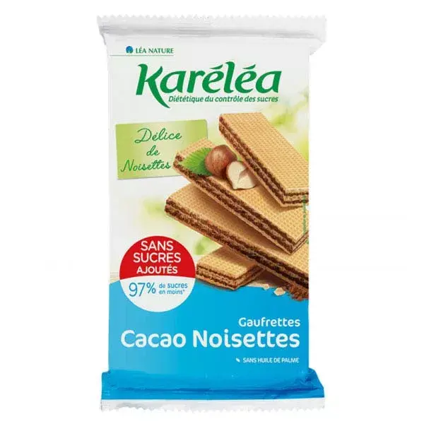 Karéléa Biscuits Sans Sucres Ajoutés Gaufrettes Cacao Noisettes 200g