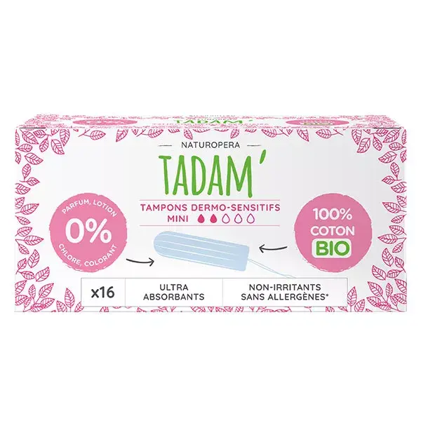 Tadam' Hygiène Féminine Tampon Dermo-Sensitif Mini Bio 16 unités