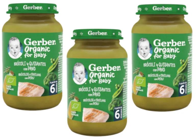 Gerber Bio Brocoli et Petits Pois à la Dinde Bocal +6m 3x190 gr