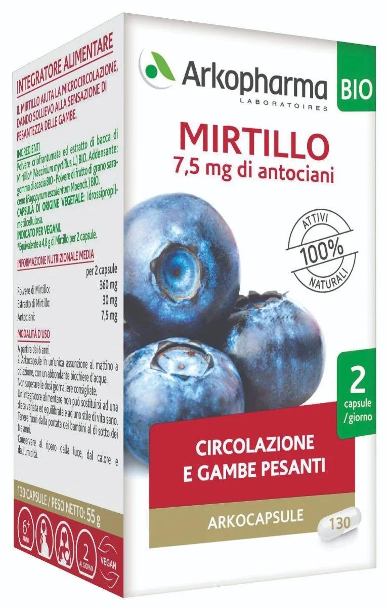 Arkocapsule Mirtillo Integratore Circolazione E Gambe 130 Capsule