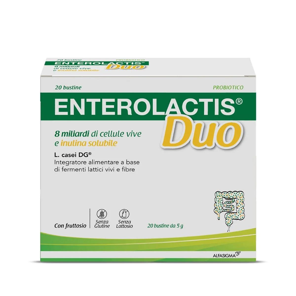 Enterolactis Duo Integratore di Fermenti Lattici Vivi e Fibre 20 Bustine