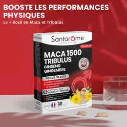 Santarome - Maca 1500 Tribulus Ginseng Gingembre - Tonus sexuel - 30 comprimés