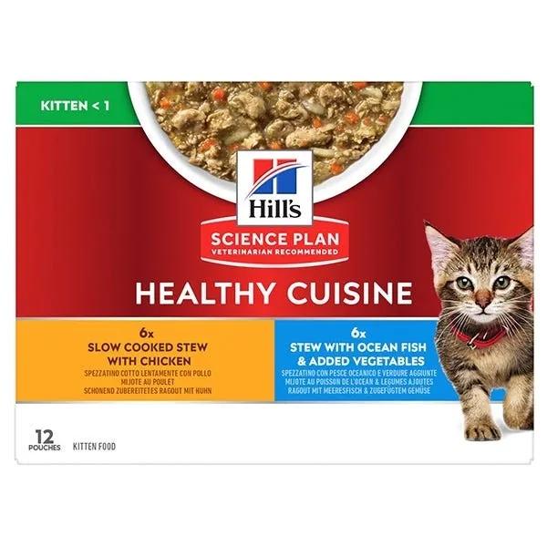 Hill's Science Plan Heatlhy Cuisine Kitten Gusti Assortiti Pollo/Pesce Oceanico Multipack 12X85Gr