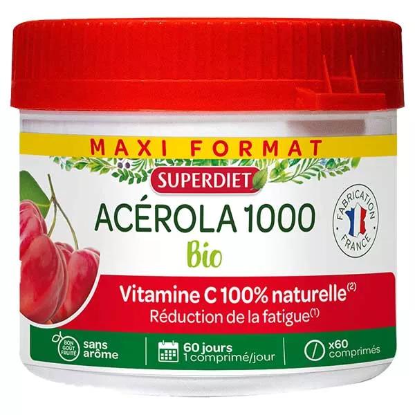 Superdiet Maxi Pot Acérola 1000 Bio - 60 comprimés à croquer
