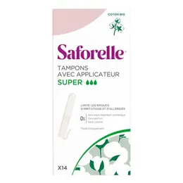 Saforelle Protections Tampons Super en Coton Bio avec Applicateur 14 unités