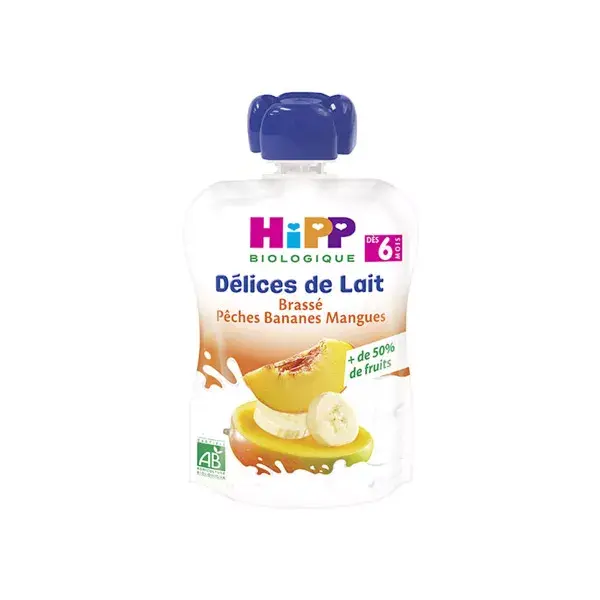 Hipp Bio Délices de Lait Batido de Melocotón, Plátano y Mango +6m 90g