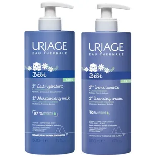 Uriage Baby Daily Moisturizing Lotion 500ml + Uriage Baby Gel/Shampoo Organic Edelweiss, Shea Butter 500ml