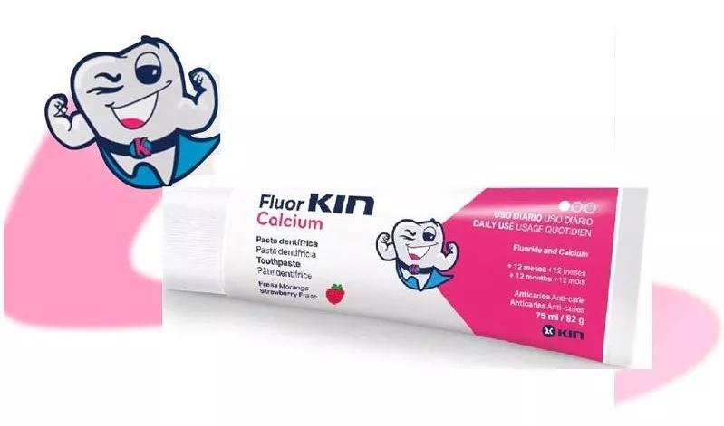 Kin Fluor Calcium Pasta dentífrica Morango 75ml