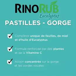 Forté Pharma RinoRub Pastilles Gorge Toux Eucalyptus Menthe Poivrée 20 comprimés