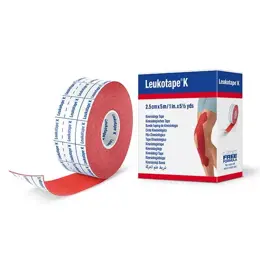 Leukotape K Bande Adhésive Elastique Rouge 2.5cm x 5m