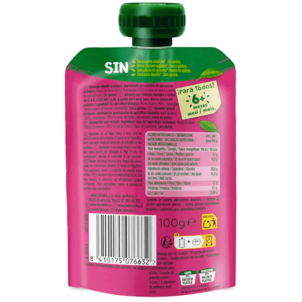Hero Solo Bio Biologische Fruitzak Peer en Framboos +6m 100 gr