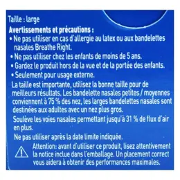 Breathe Right Bandelettes Nasales Original Large Nez Congestionné 30 unités