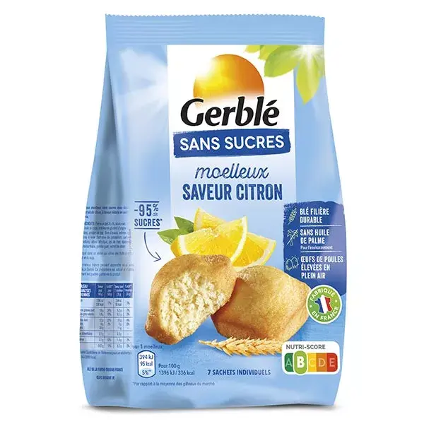 Gerblé Sans Sucres Moelleux Saveur Citron 196g