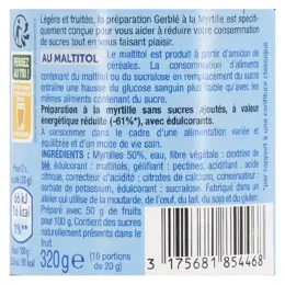 Gerblé Sans Sucres Ajoutés Confiture Myrtille 320g